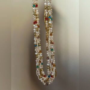 Vintage Multi Strand Fresh Water Pearl Beaded Statement Necklace